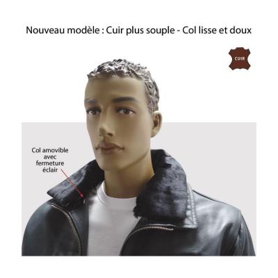 Blouson cuir Restone homologué CE moto marron - Équipement pilote