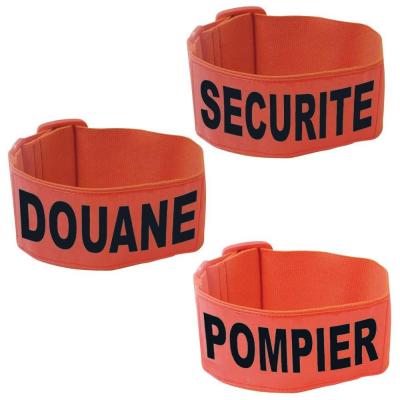 Brassard fluo orange securite pompiers douane