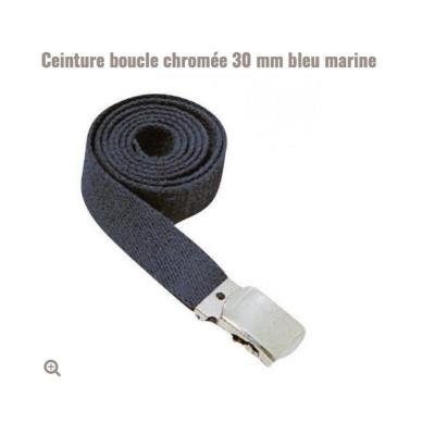 Ceinture bleu boucle chromee 30 mm t o e