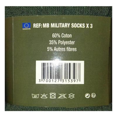 Lot 3 paires chaussettes vert armee military courte