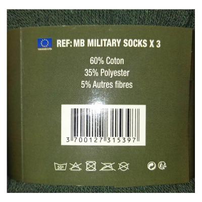 Lot 3 paires chaussettes vert armee military