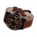 Montre flieger bracelet en cuir brun avec e tui