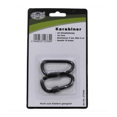 Mousqueton d 6mm x 6 cm cm noir vis de blocage