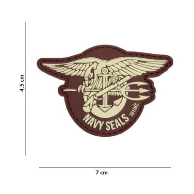 Patch 3d pvc navy seals marron