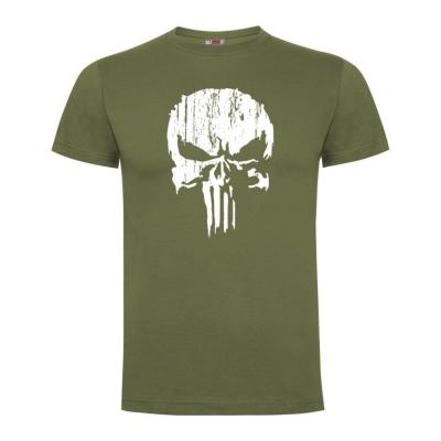 T shirt punisher blanc vert army design