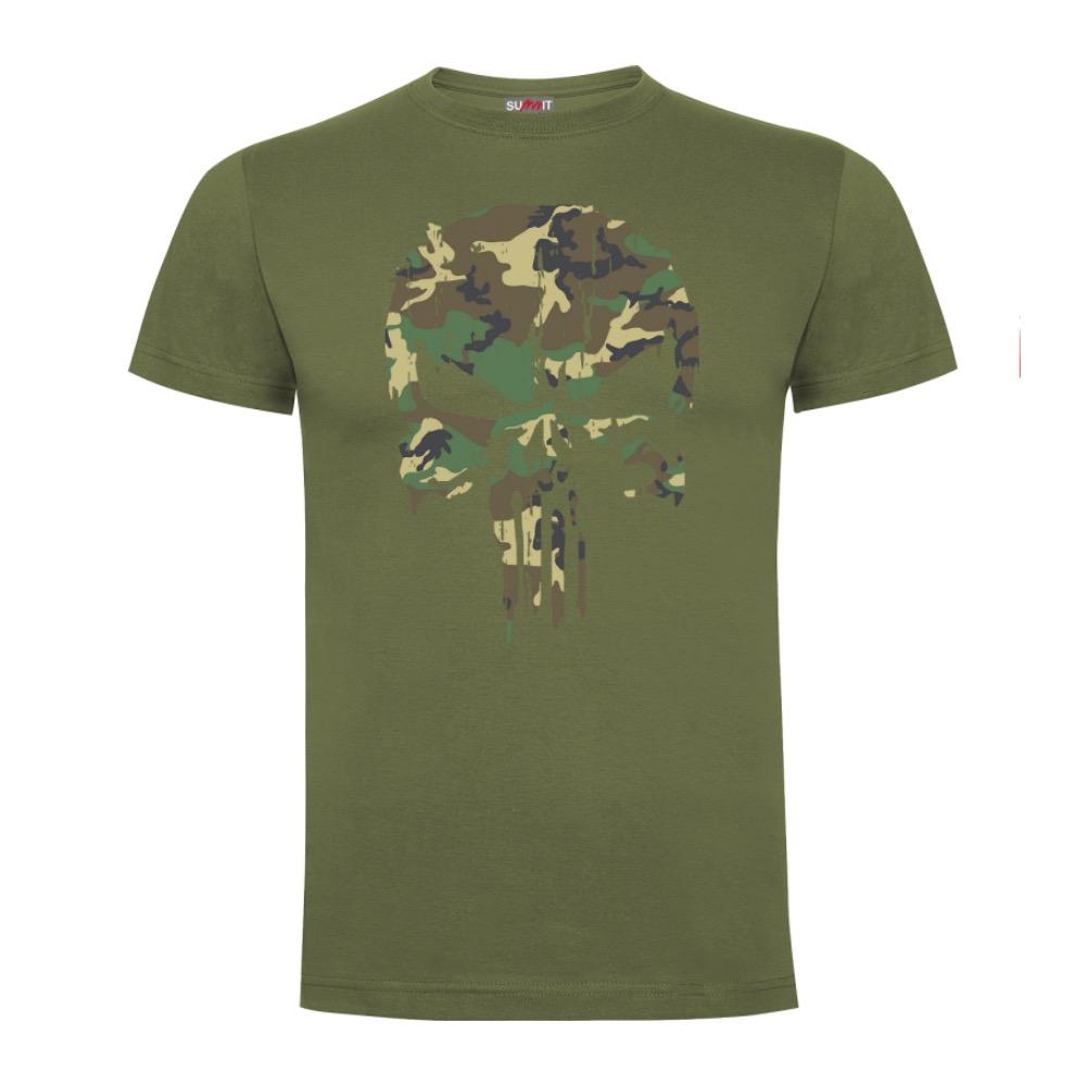 T shirt punisher camo vert army design