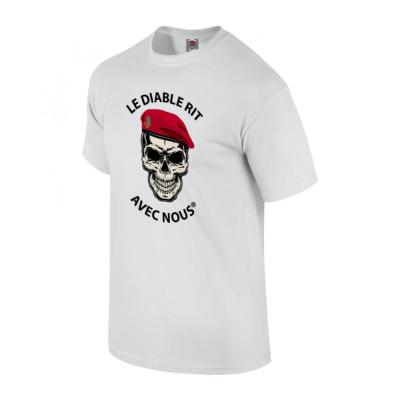 Tee shirt blanc le diable rit avec nous