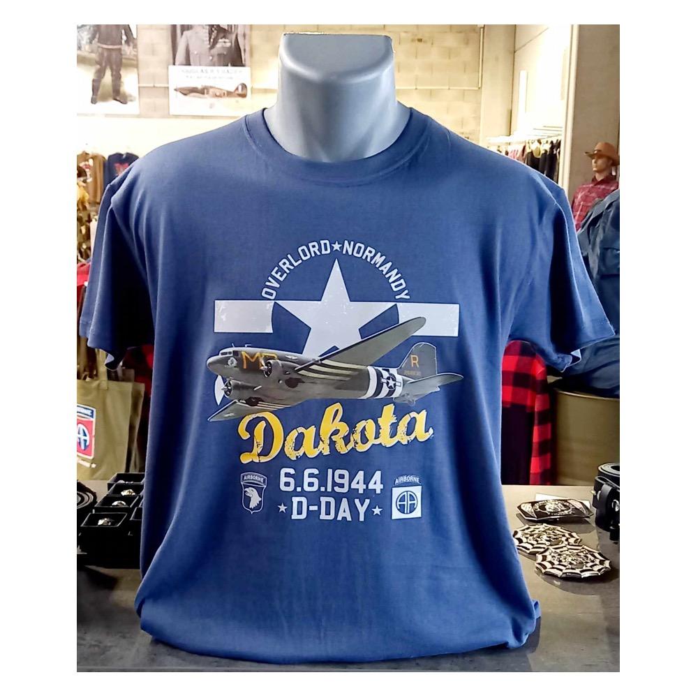 Tee shirt d day overlord c47 dakota bleu
