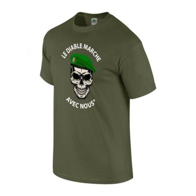 Tee shirt le diable marche avec nous legion vert army design