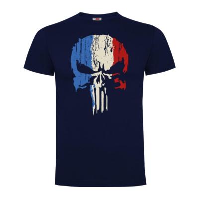 Tee shirt punisher tricolore bleu army design