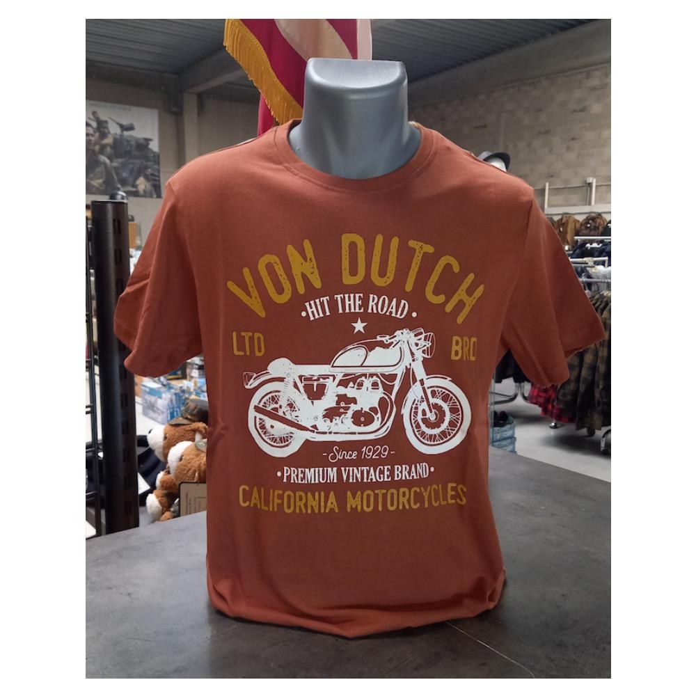 Tee shirt von dutch hit marron motocycle